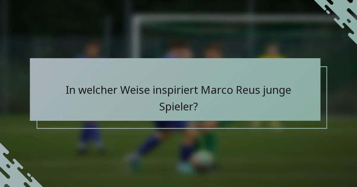 In welcher Weise inspiriert Marco Reus junge Spieler?