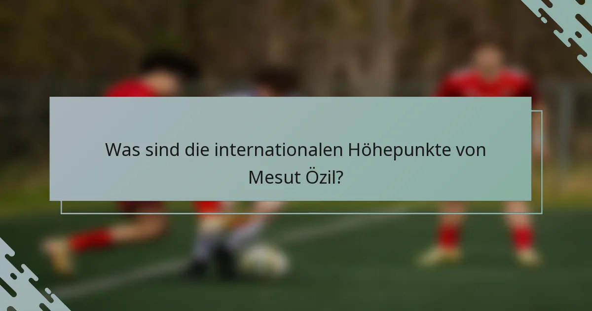 Was sind die internationalen Höhepunkte von Mesut Özil?