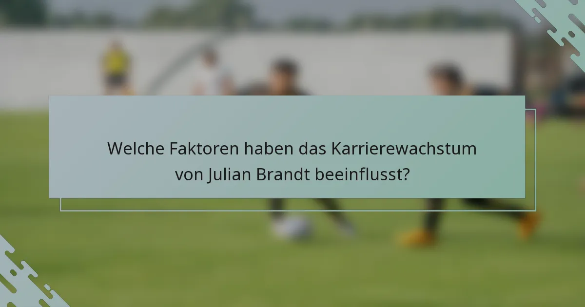 Welche Faktoren haben das Karrierewachstum von Julian Brandt beeinflusst?